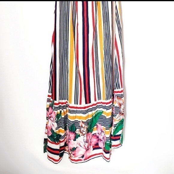 Flying Tomato Floral Stripe Multi Color Off The Shoulder Ruffled Maxi Dress - Picture 5 of 10